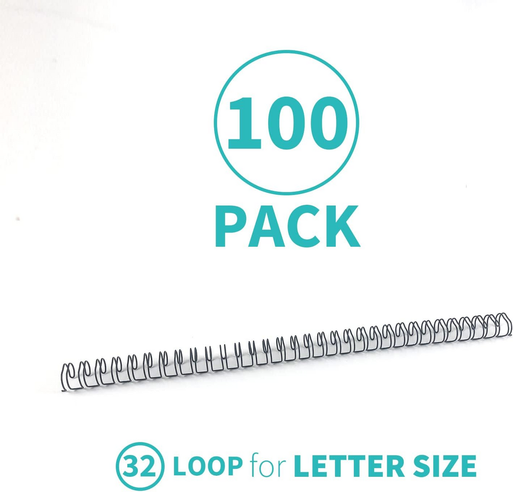 100 Pack Double Loop Wire Binding Spines