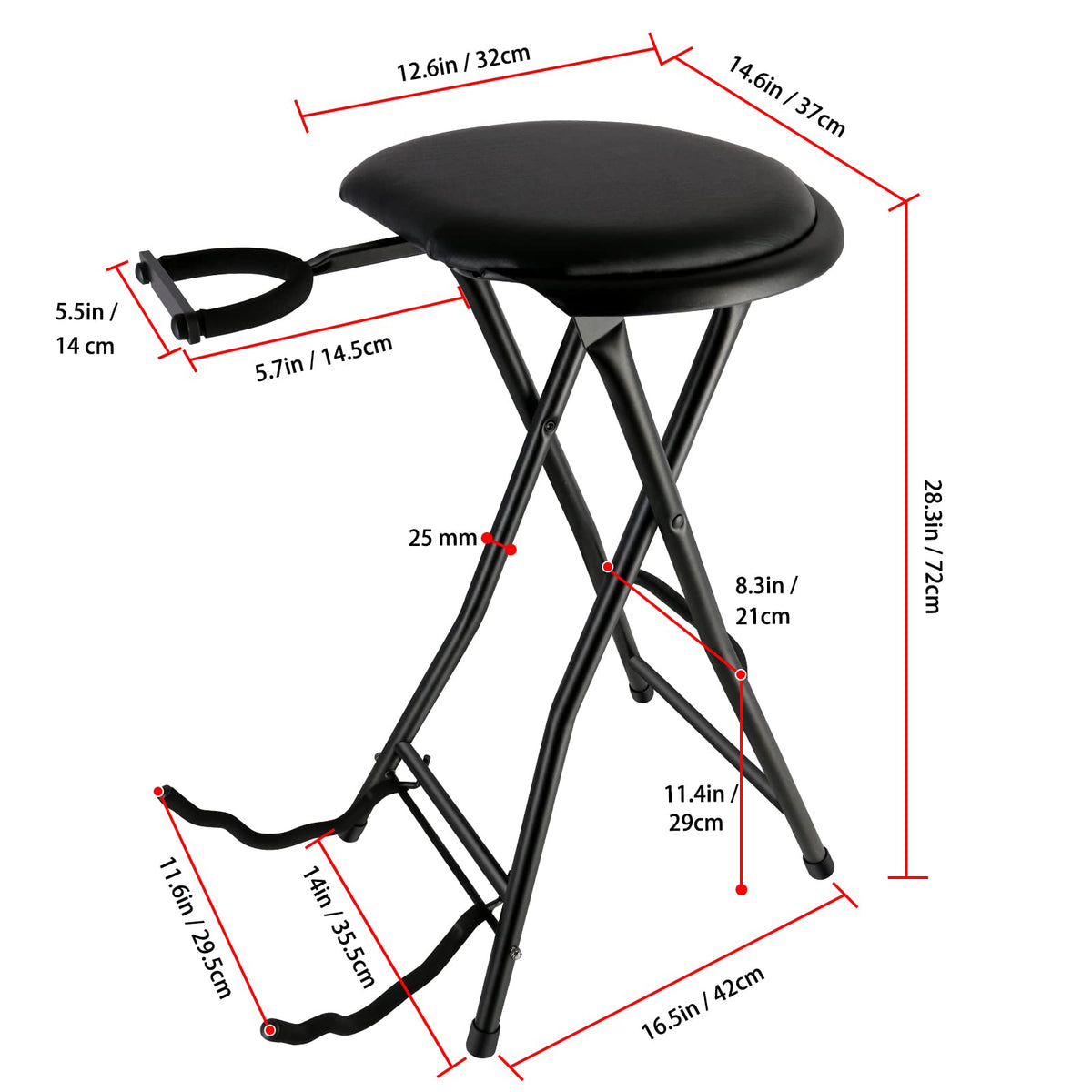 EASTROCK Portable Guitar Stool with Stand, Cushioned Seat, Rubber Feet