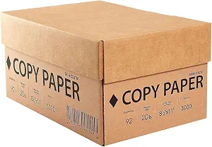 Copy Paper, 8.5" x 11", 92 Bright White, 20 lb., 10 Pack (5,000 Sheets)