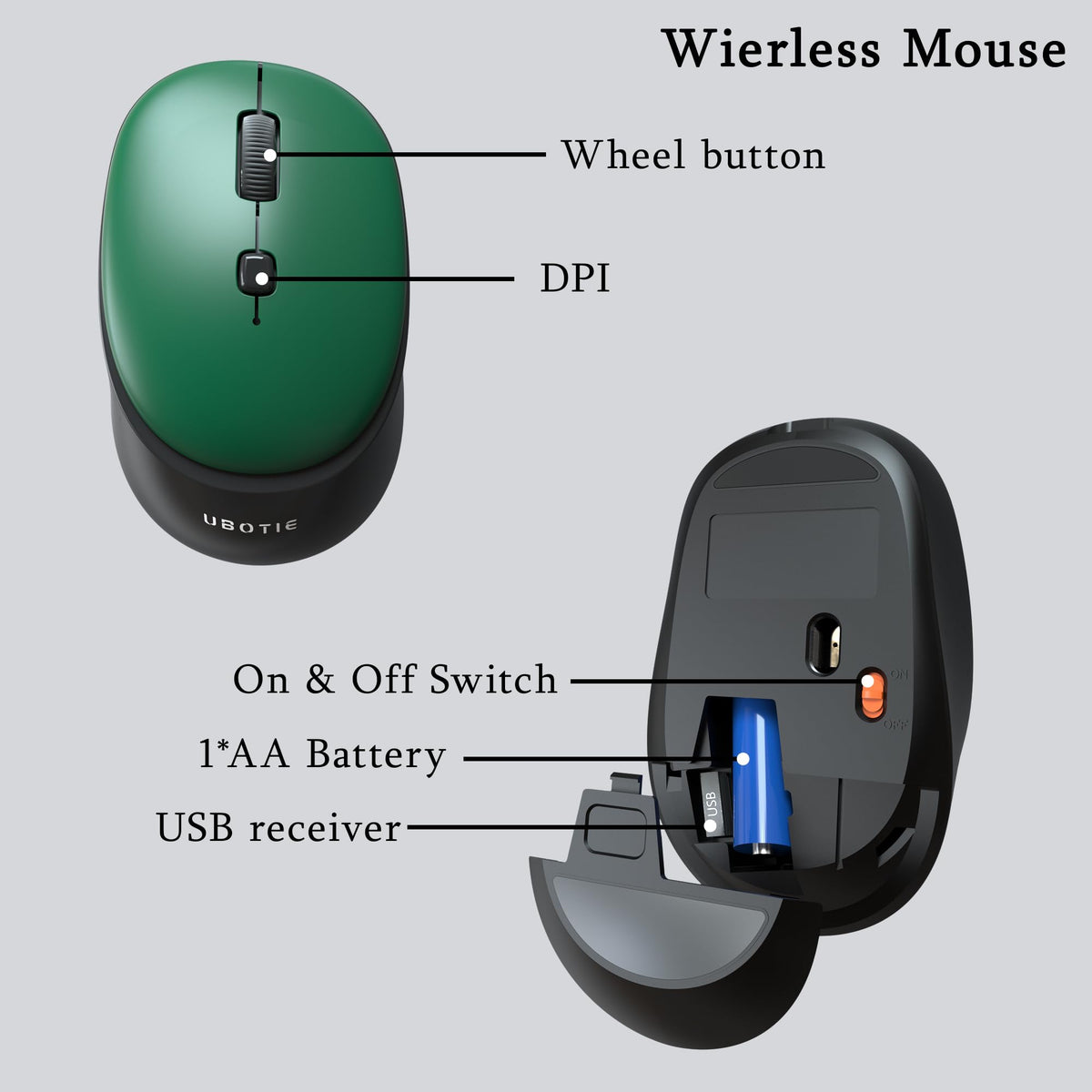Colorful Wireless Computer Keyboards Mouse Combos (Green-Black)