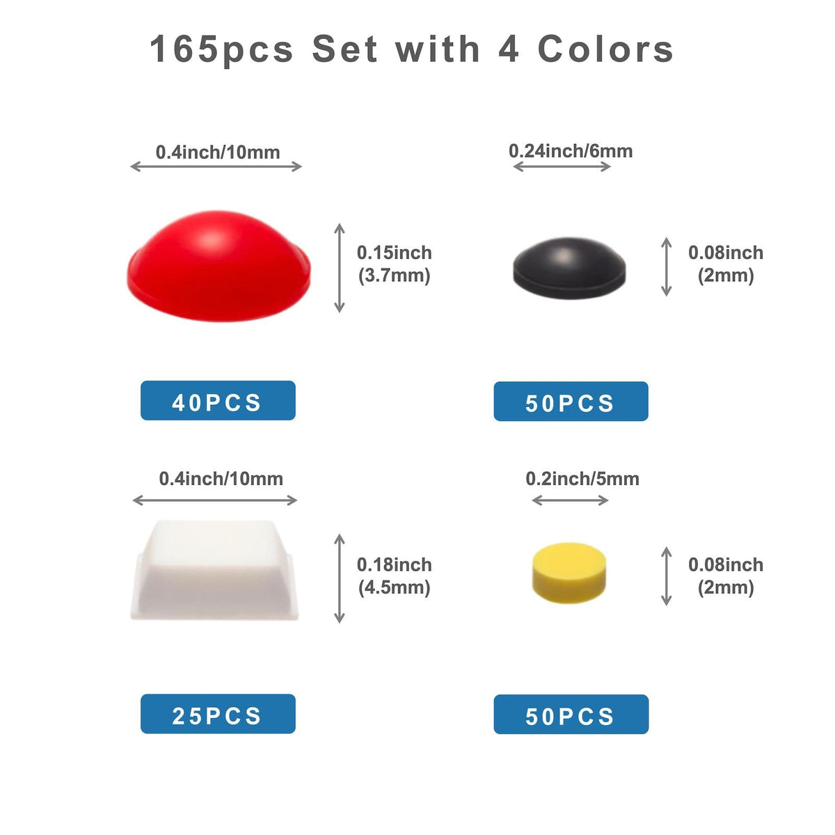 Bump Dots for Visually Impaired 165 Pcs Combo Pack(Red,Yellow,Black,White) Braille Stickers Raised Tactile Dots