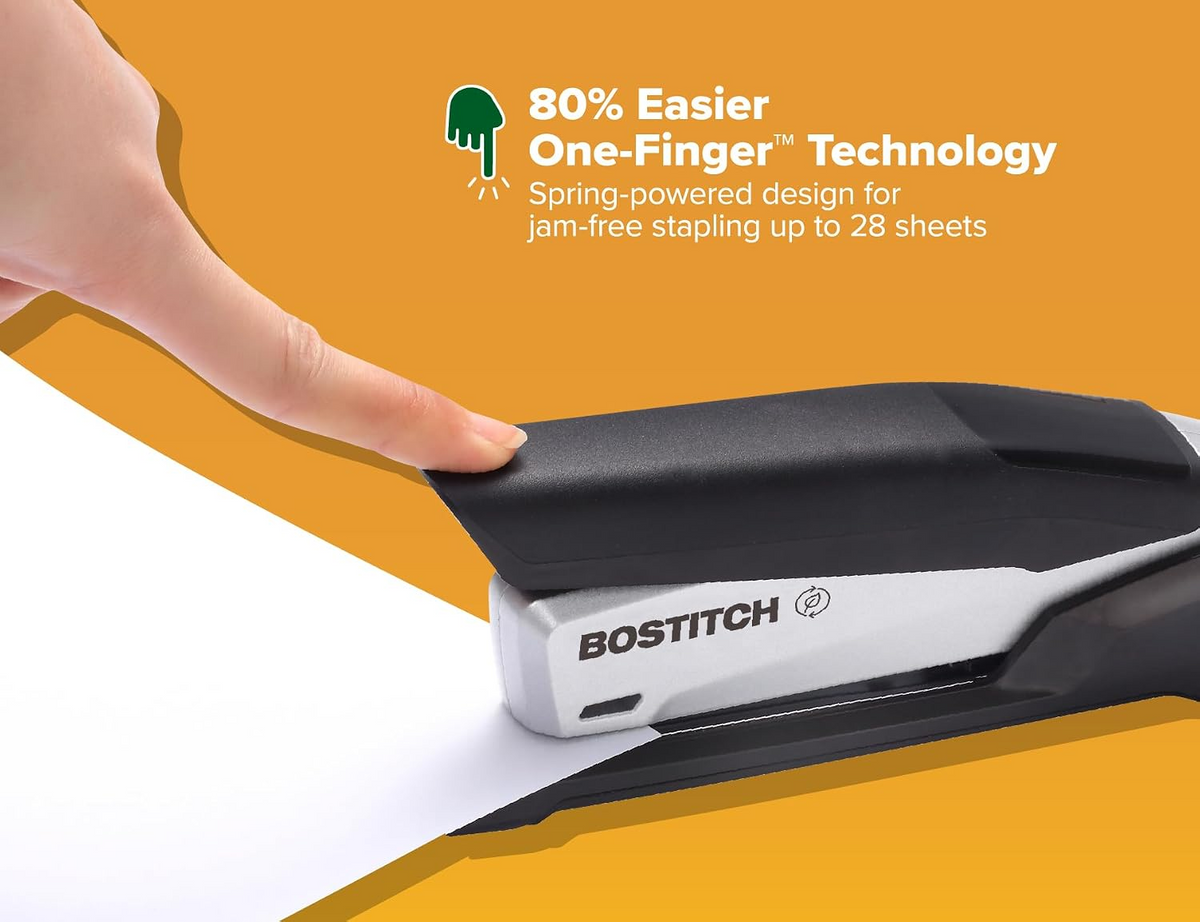 Bostitch Office Executive 3 in 1 Stapler, One Finger, 20 Sheet, Black