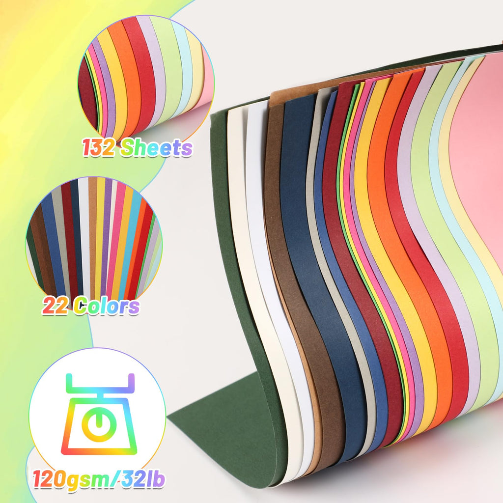 132 Sheets Colored Card Stock
