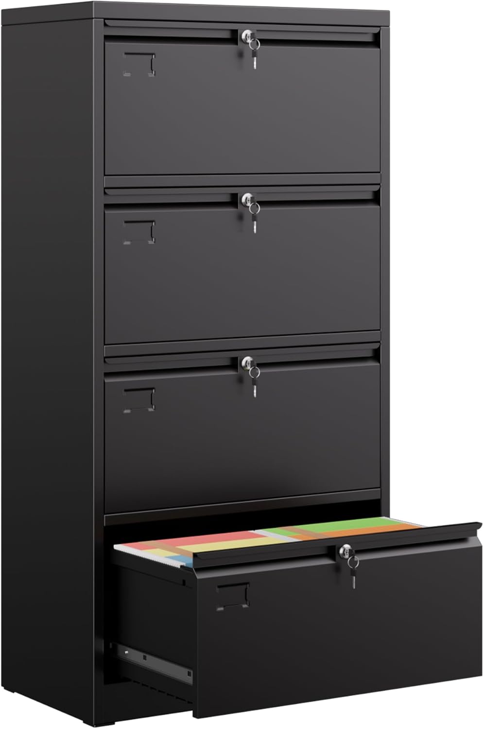 4 Drawer Lateral File Cabinet, Metal Independent Locking Drawers