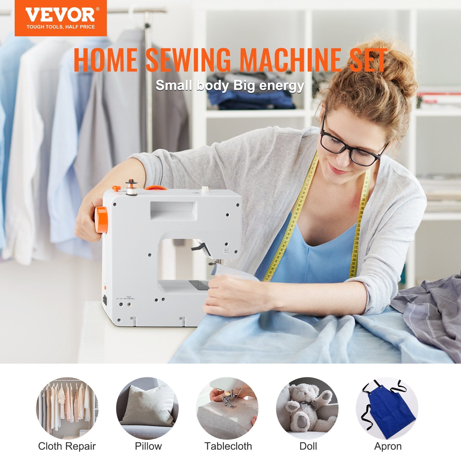 Sewing Machine, Portable Sewing Machine For Beginners With 38 Built-in Stitches & Reverse Sewing, Dual Speed Sewing Machine With Extension Table Foot Pedal, Accessory Kit