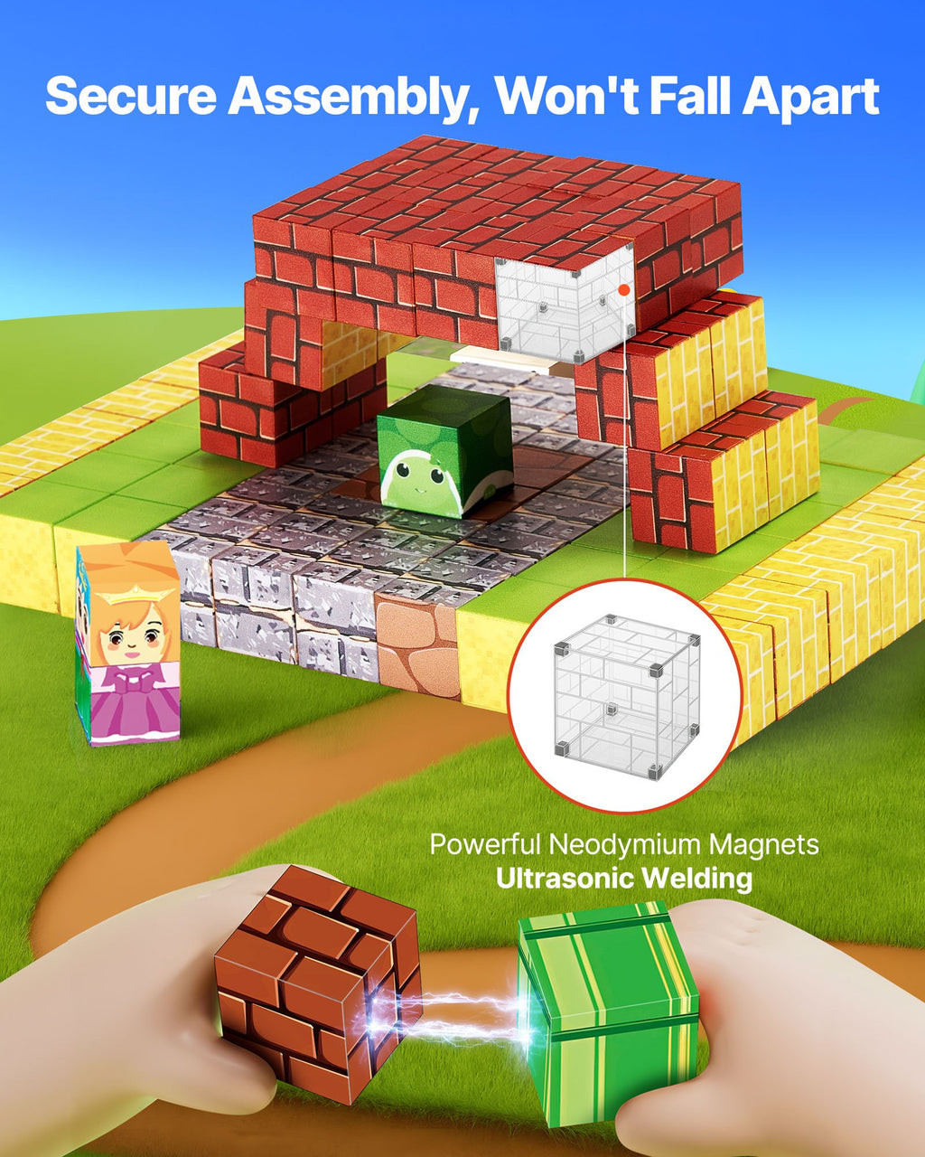 Magnetic Blocks 100 PCS Magnet Blocks Set STEM Montessori Sensory Educational Toys