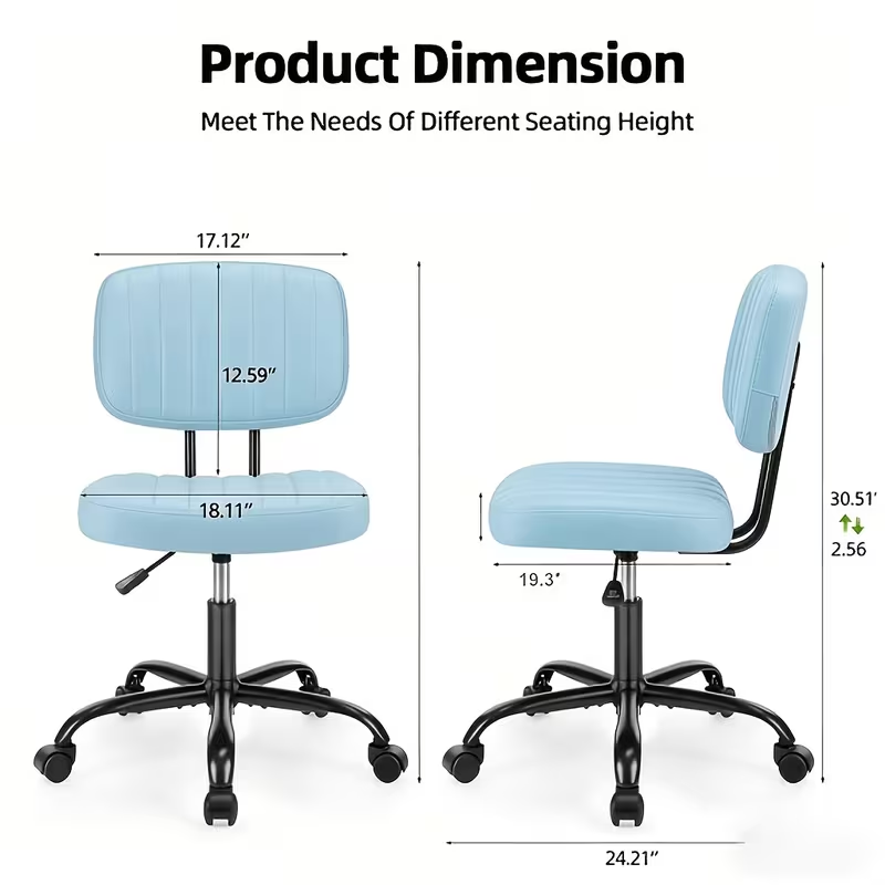 Adjustable Height Armless Office Desk Chair