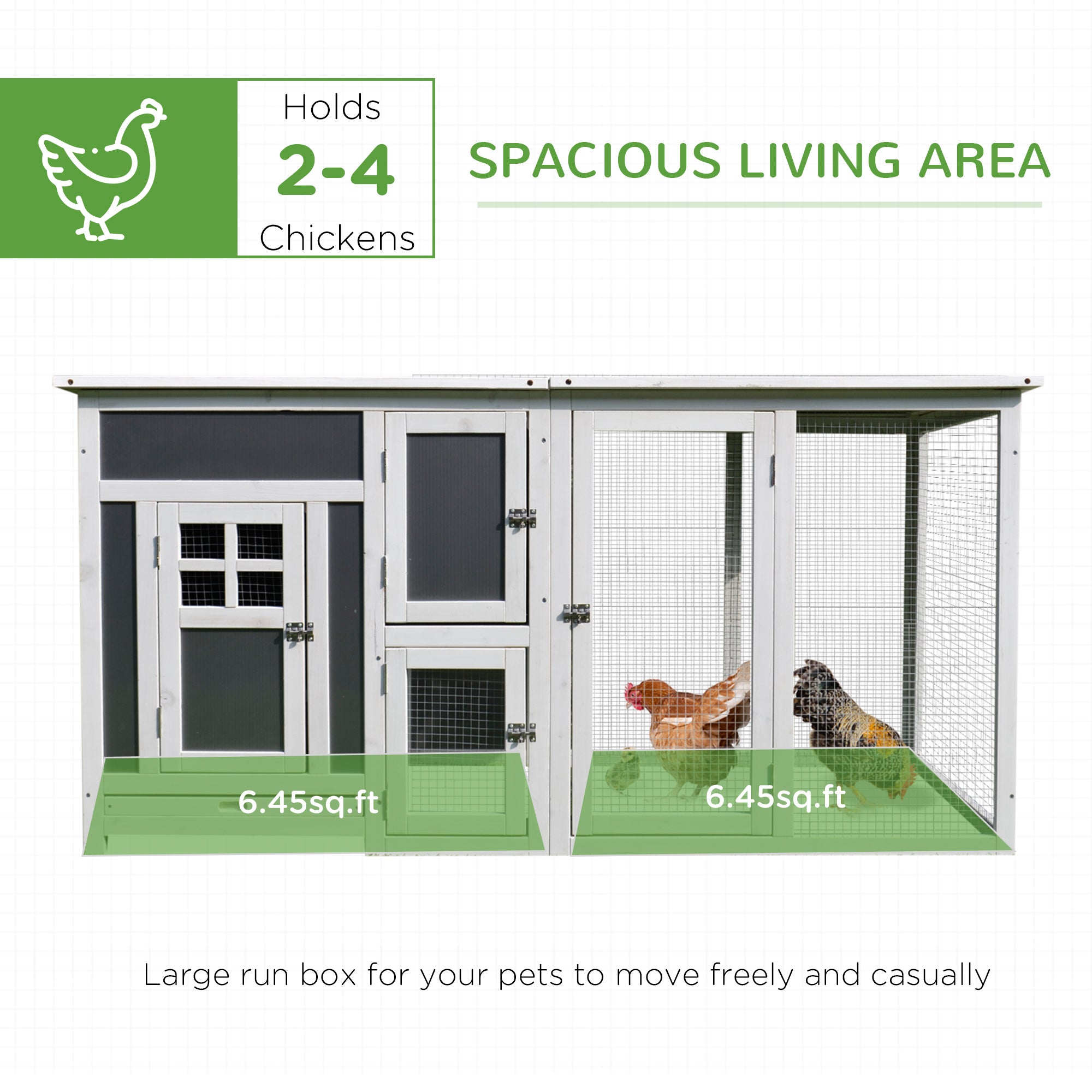 32" Outdoor Open Covered Chicken Coop House with Run and Nesting Box and