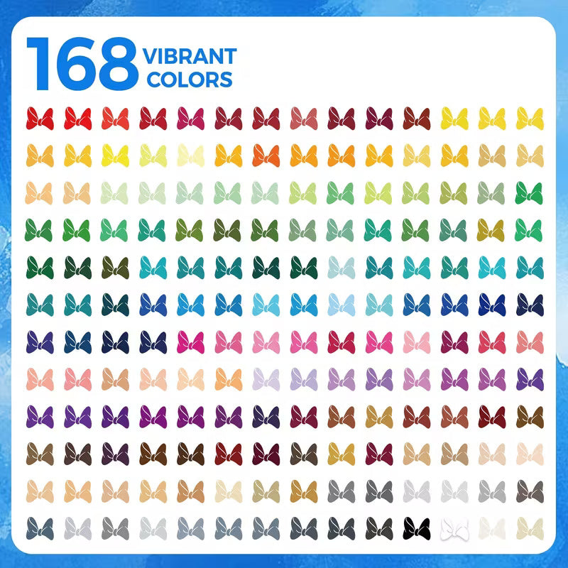 168 Color Brush Tip Acrylic Paint Set