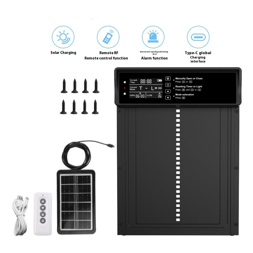 Remote Control Timing Alarm Solar Chicken House Door