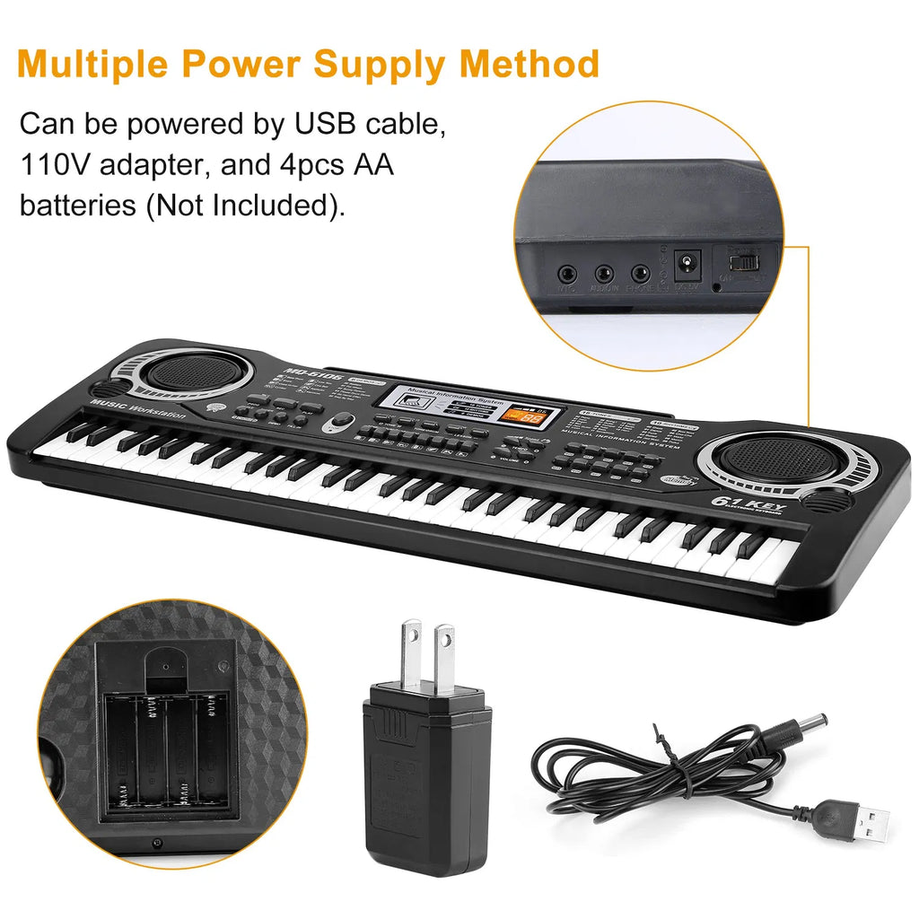 61 Keys Digital Music Electronic Keyboard Electric Piano Musical Instrument Kids Learning Keyboard W Microphone For Beginners Kids Girls Boys Adults