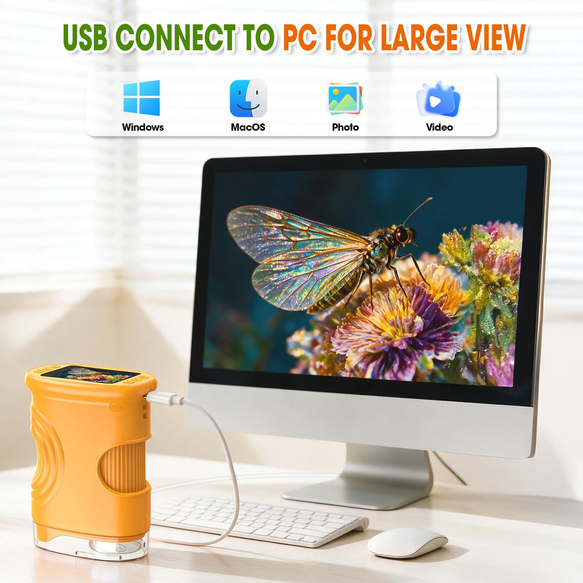 Digital Microscope Science Kit with Mineral Specimens & Plant Insect Slides for STEM Education