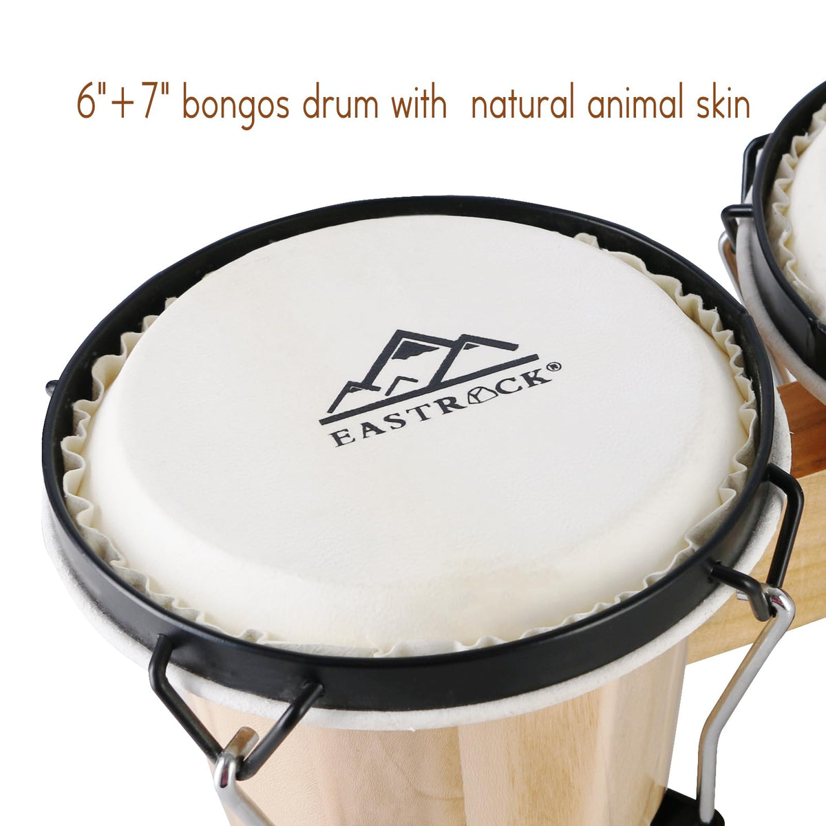 EastRock Bongo Drum 6” and 7” Set for Adults Beginners Professionals Tunable Wood and Metal Drum Percussion Instruments with Bag and Tuning Wrench