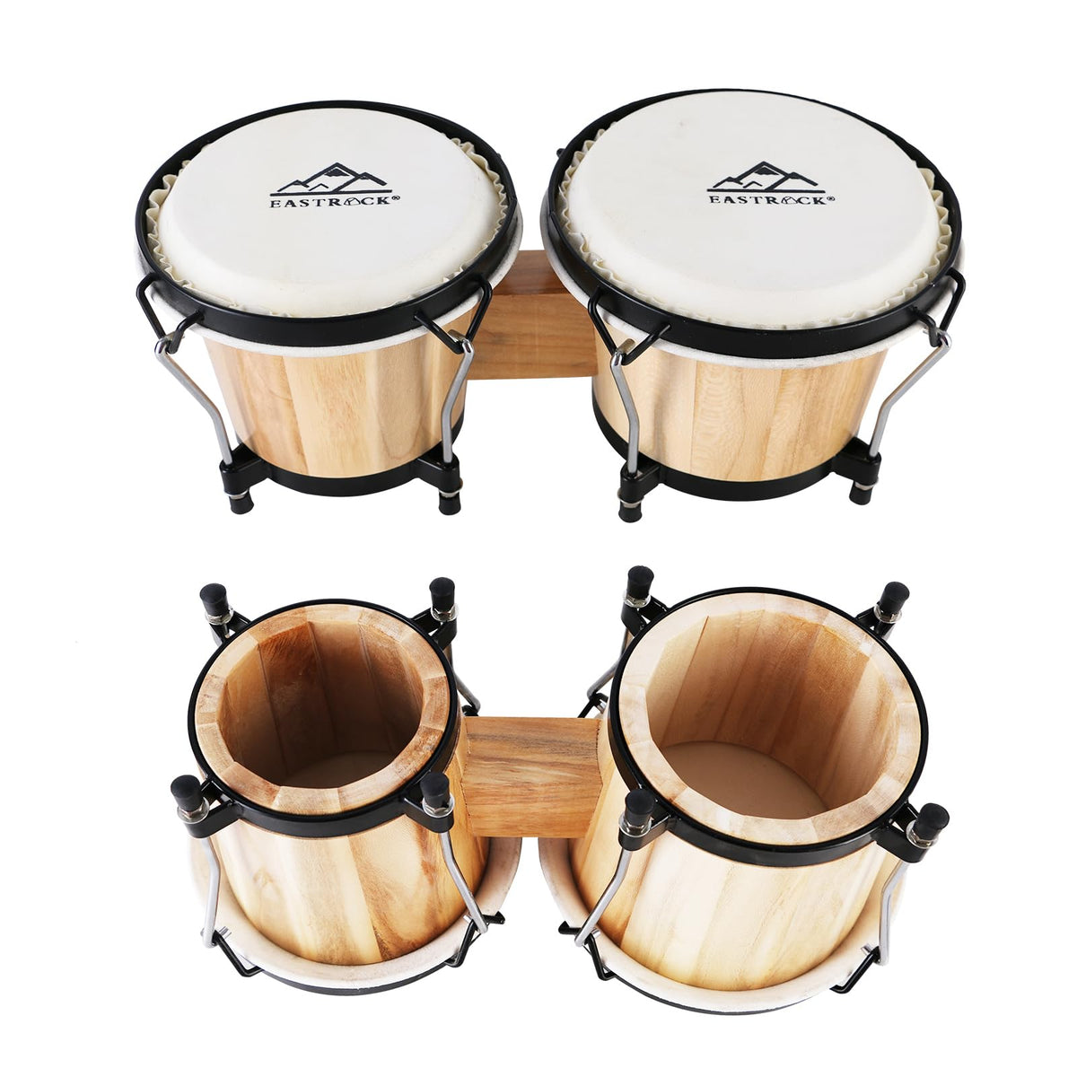 EastRock Bongo Drum 6” and 7” Set for Adults Beginners Professionals Tunable Wood and Metal Drum Percussion Instruments with Bag and Tuning Wrench