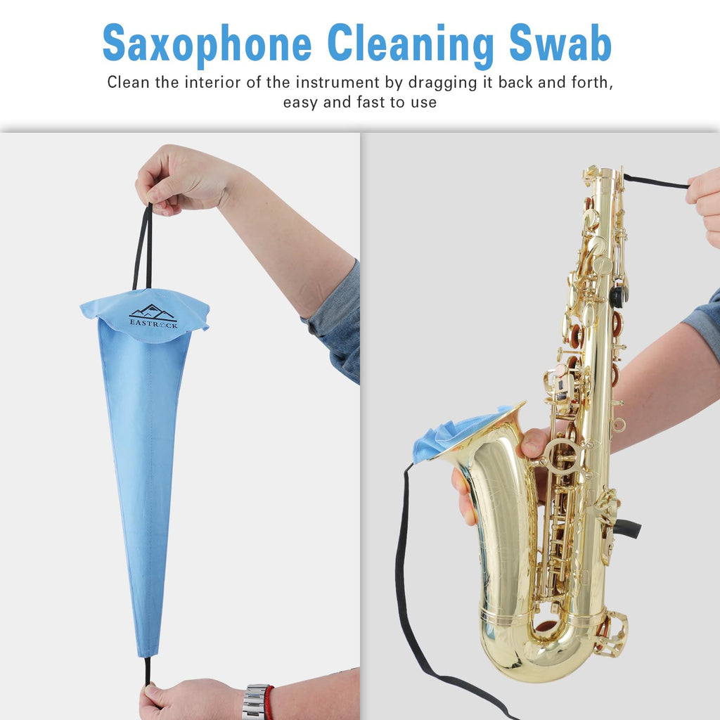 EASTROCK Saxophone Cleaning Kit with EVA Case for Alto Tenor Sax Clarinet Flute and other Wind & Woodwind Struments,Including Sax Cleaning Swab(4pcs),Mouthpiece Brush