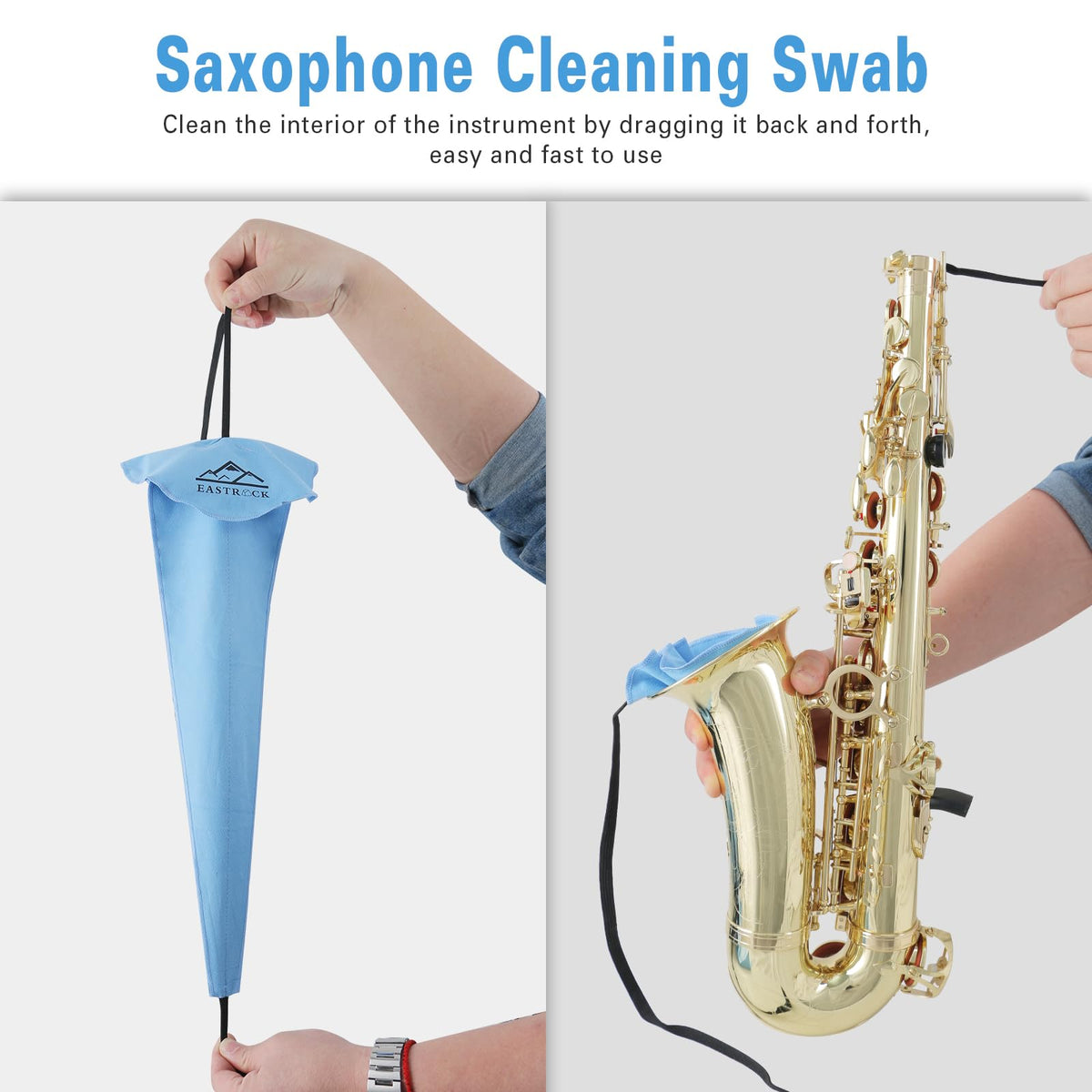 EASTROCK Saxophone Cleaning Kit with EVA Case for Alto Tenor Sax Clarinet Flute and other Wind & Woodwind Struments,Including Sax Cleaning Swab(4pcs),Mouthpiece Brush