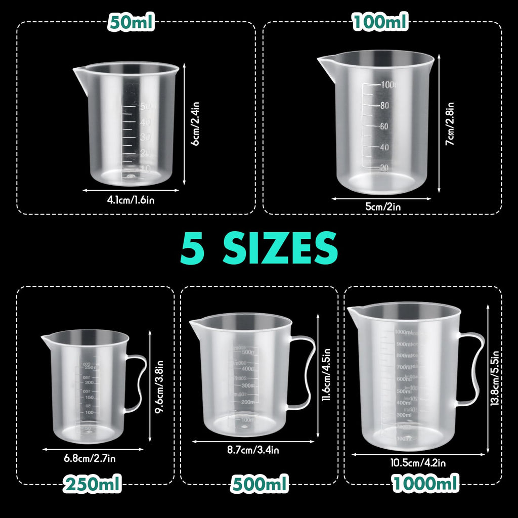 28 Pcs Plastic Beakers Test Tubes with Graduated Cylinder Flask