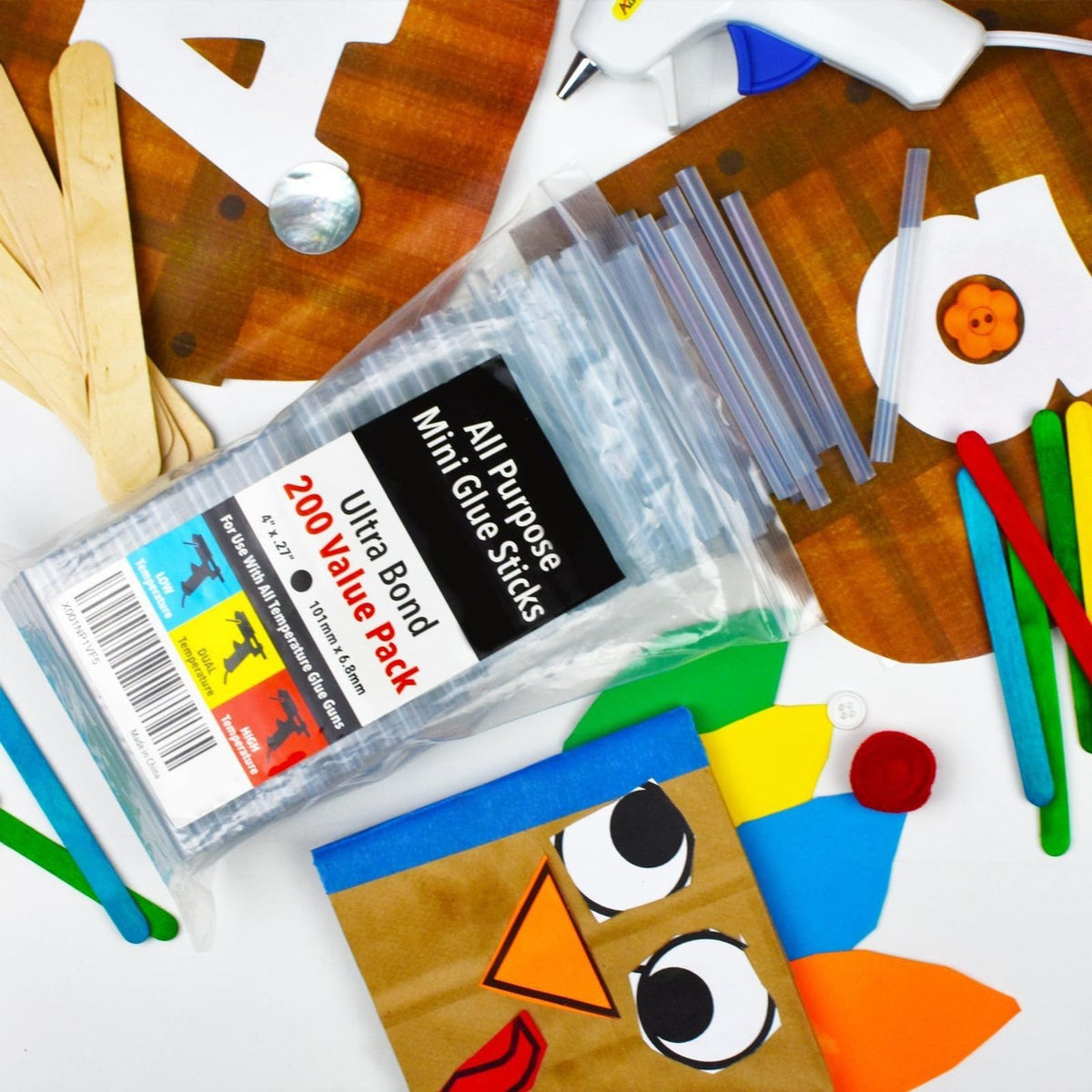 200-Pack Mini Hot Glue Sticks – 4" × 0.27"