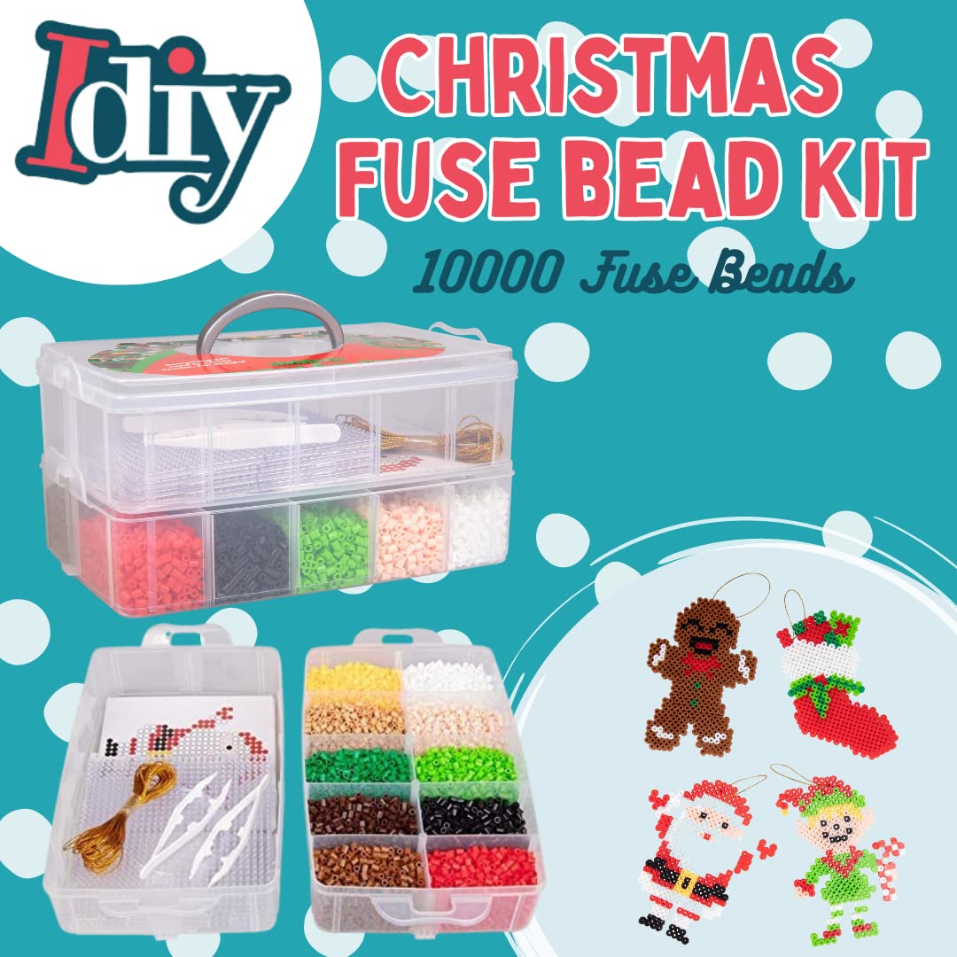 Christmas Fuse Bead Craft Kit | Create Colorful Christmas Ornaments While Building Creativity, Concentration & Fine Motor Skills