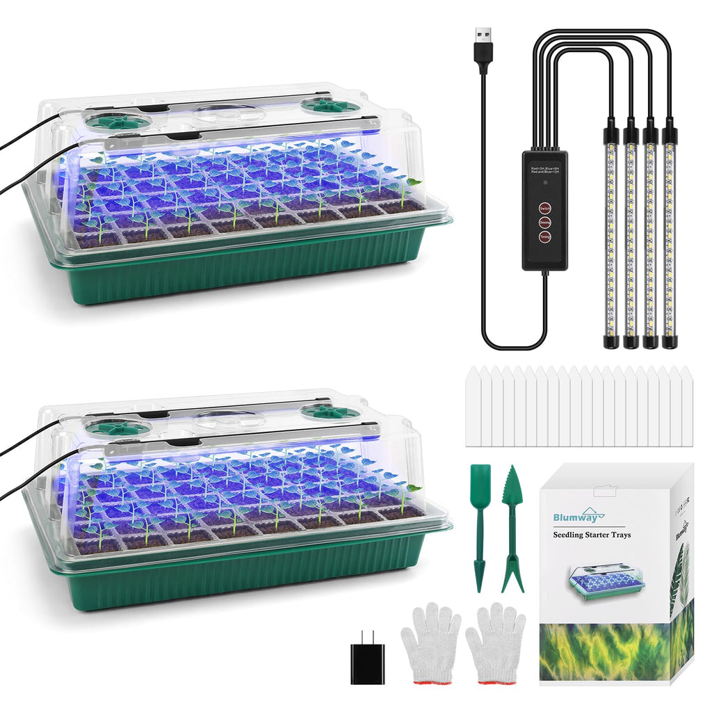 Indoor Seed Starter Kit with Full-Spectrum LED Grow Lights – 2-Tray Mini Greenhouse for Gardening & Plant Science