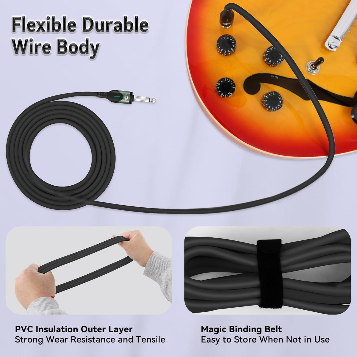 EASTROCK Professional Guitar Cable 10 Feet,Black