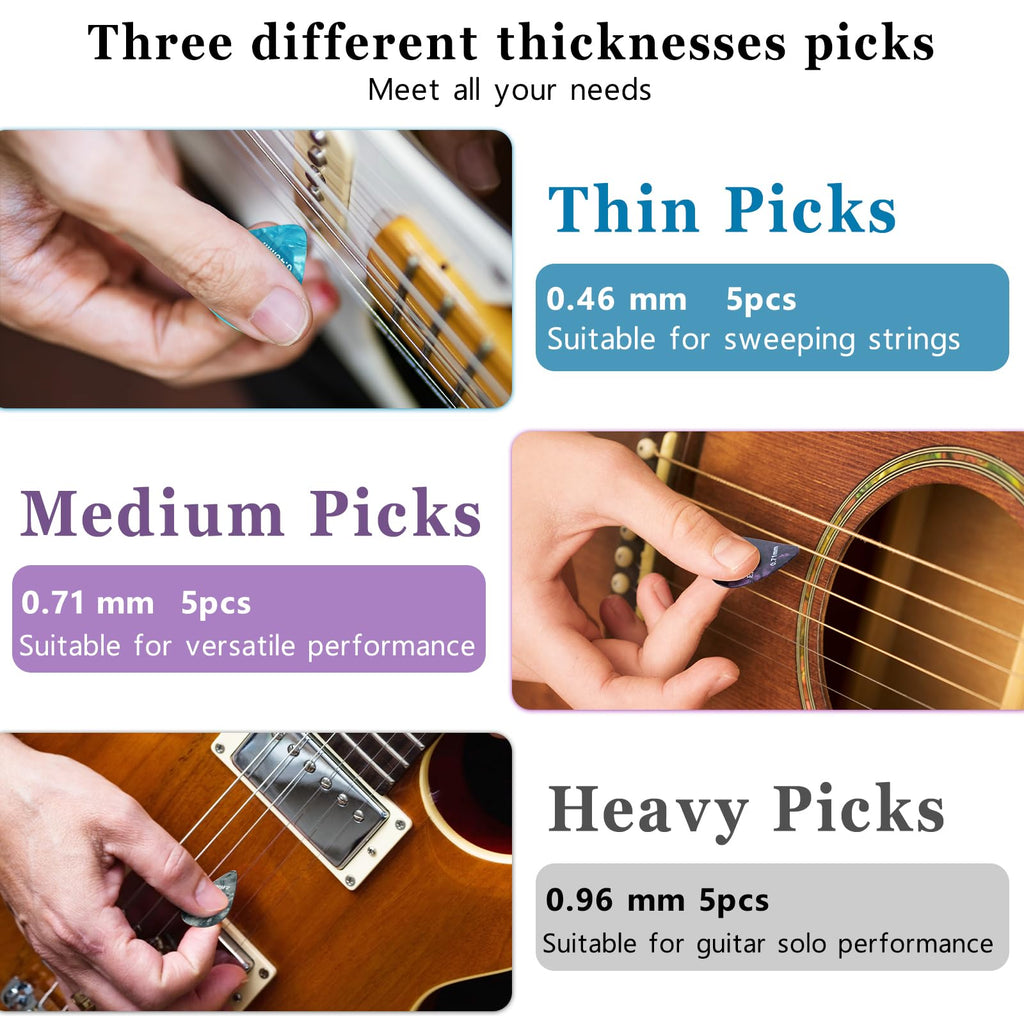 EASTROCK 15PCS Guitar Pick Set with Organizer Box & Guitar Pick Holder