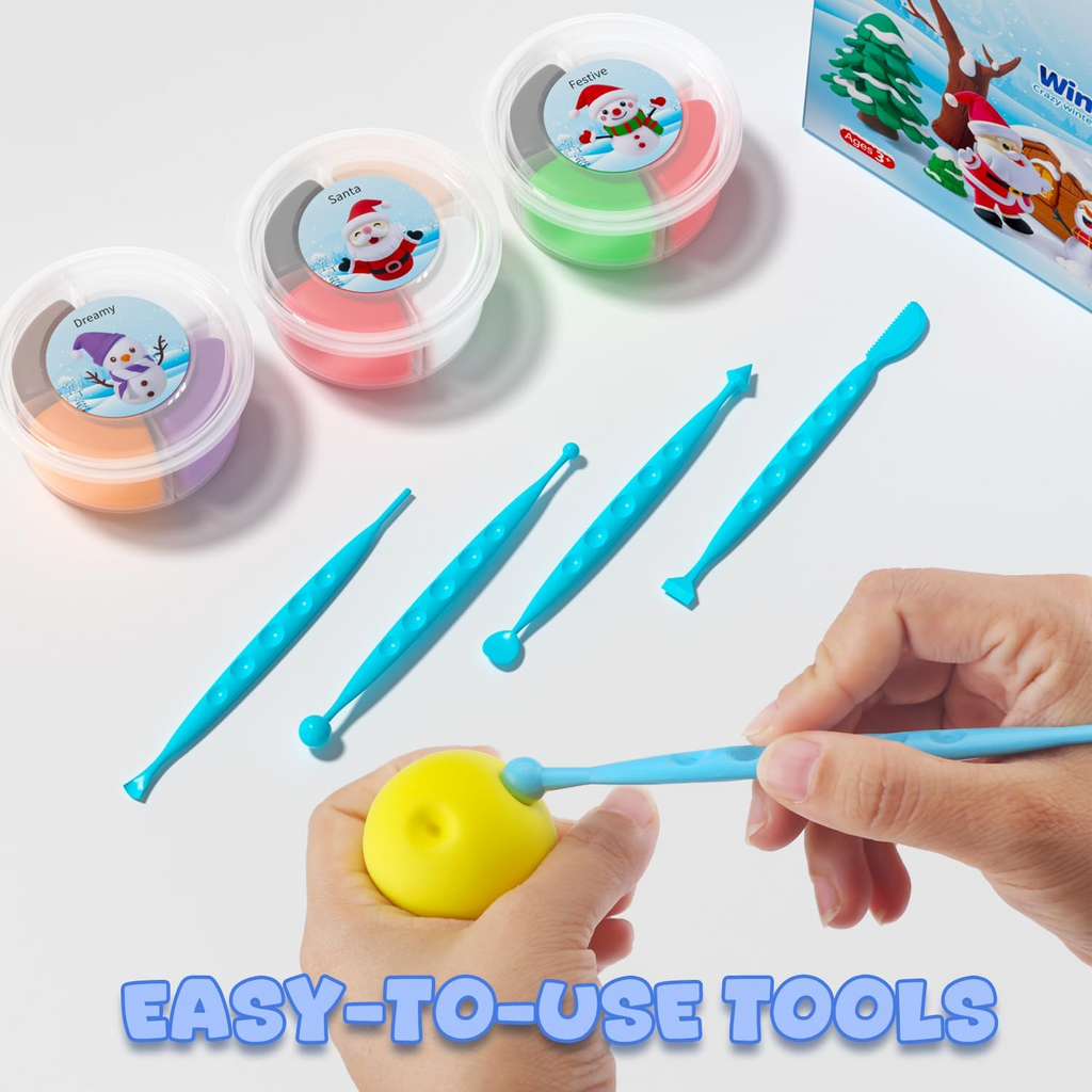 Air Dry Clay Kit with 4 Skulpting Tools - Christmas Themed