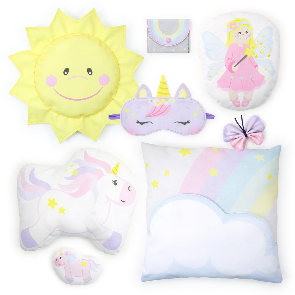 kullaloo Fabric Sewing kit for Beginners - with Video Instructions - Cut & Sew Fabric Panel with Unicorn and Fairy - DIY Carft for Girls (Magic World)
