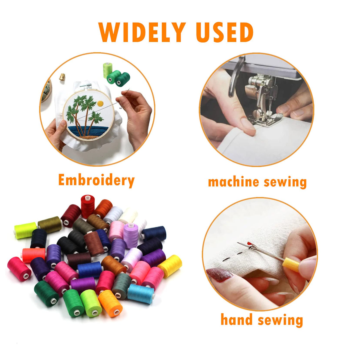 Simthread All Purpose Sewing Thread, 10 Spool (5 White+ 5 Black) 1000 Yards Each Bobbin Polyester Thread for Sewing, Handy Polyester Sewing Threads for Sewing Machine - (White and Black Series)