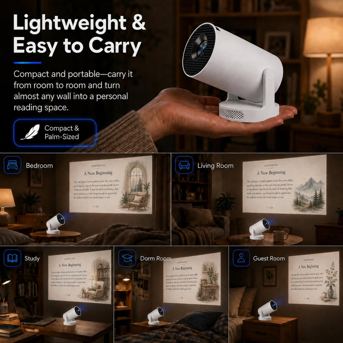 Book Glow Projector, Book Glow Projector for Wall Display Reading