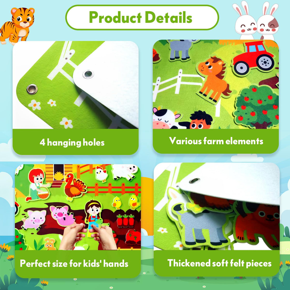 Felt Board, Farm Animals Story Set for Children Play