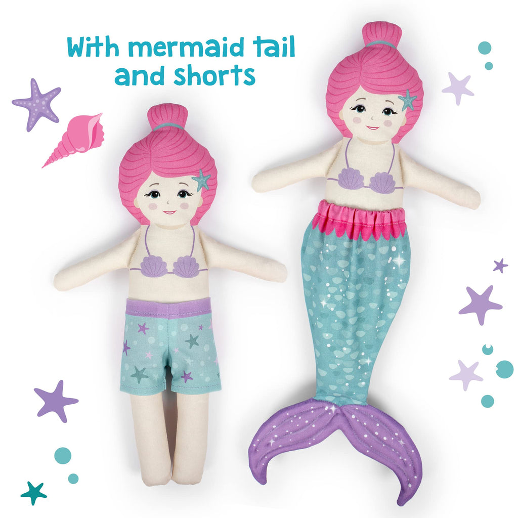 kullaloo Cut & Sew Fabric Panel – Mermaid Craft Sewing Kit for Kids Beginners – DIY for Girls & Boys (Underwater Tales)