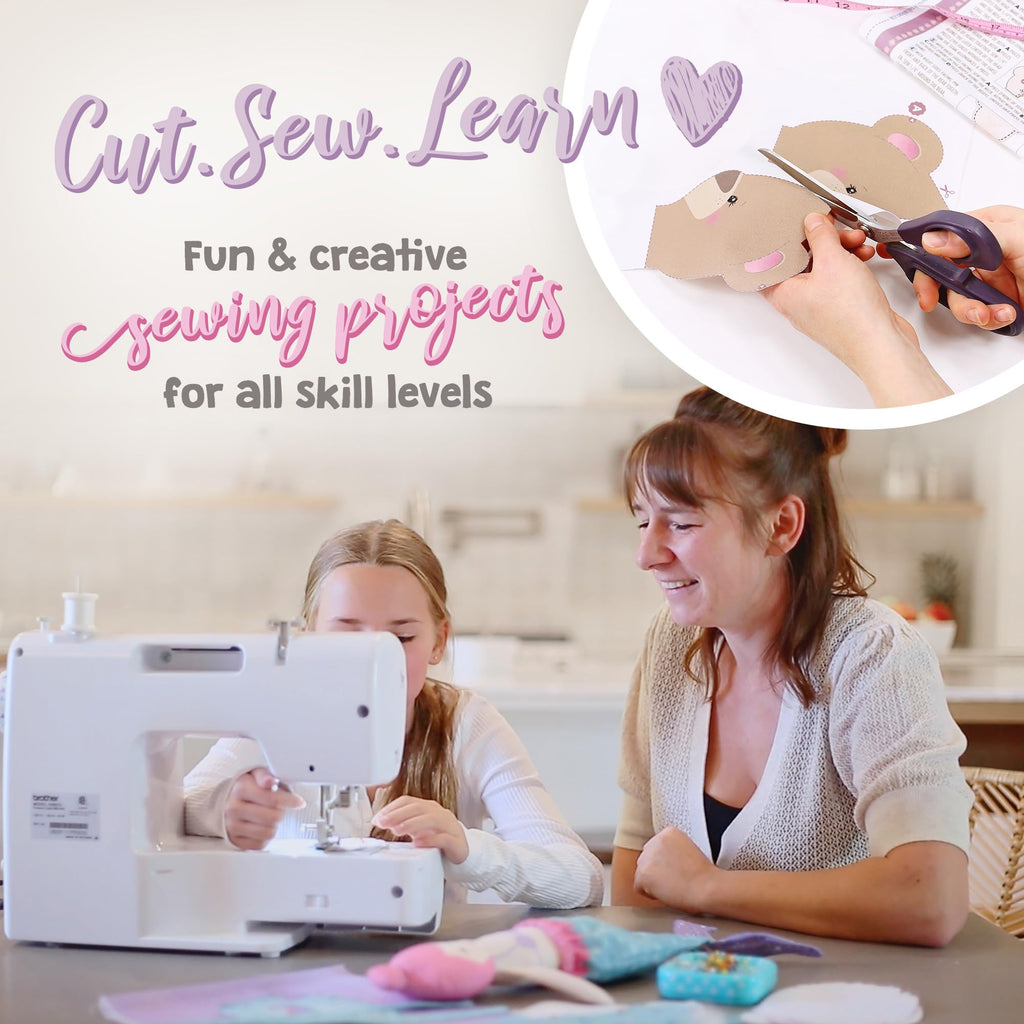 kullaloo Cut & Sew Fabric Panel – Elephant Doll Sewing Kit for Teens & Adults ✦ Intermediate DIY Plush Project with Clothes ✦ Dress Me Bestie Eddy