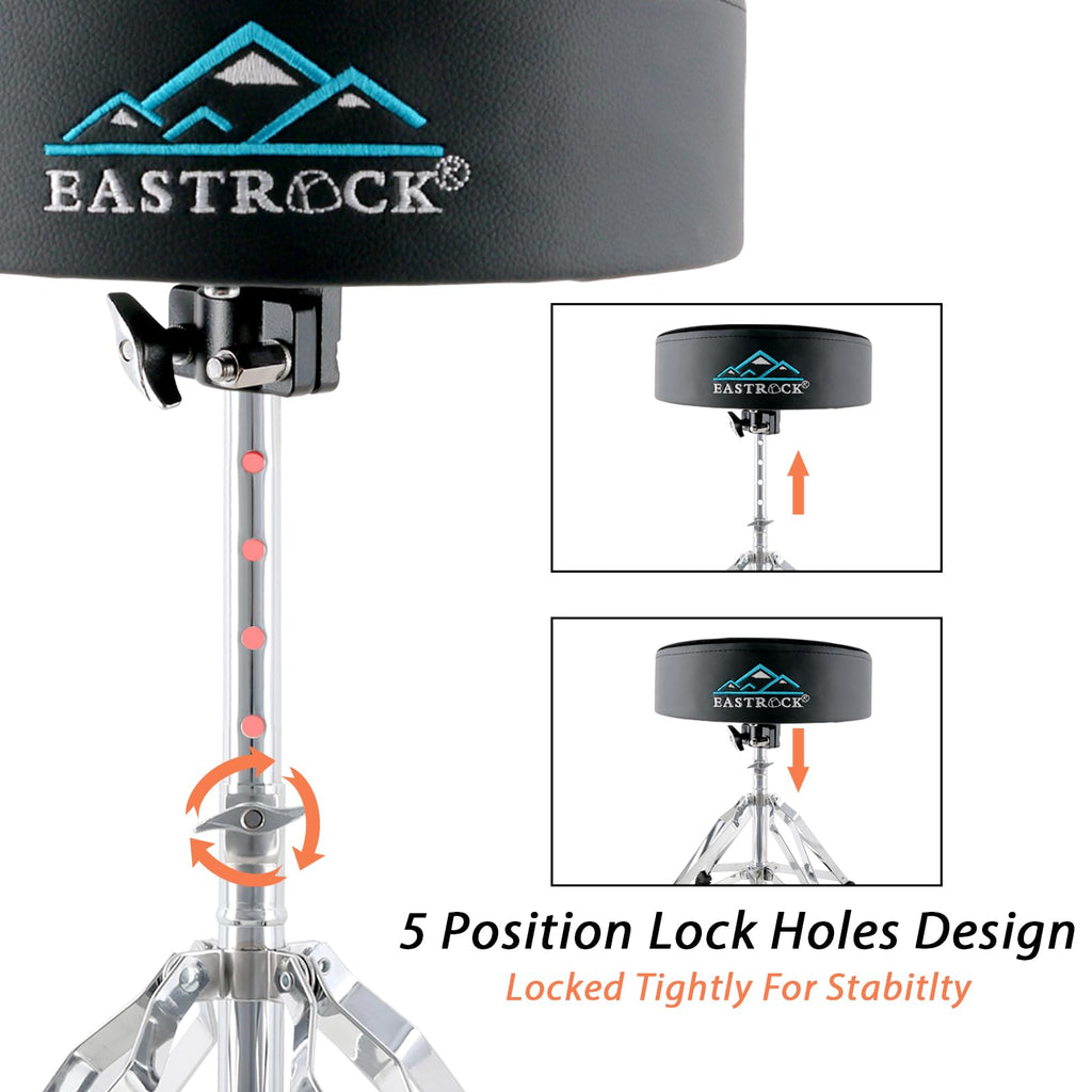 EASTROCK Drum Throne Drum Stools with 4 Legs Support,Universal Height Adjustable Drum Seat for Drummer Adult (Black)