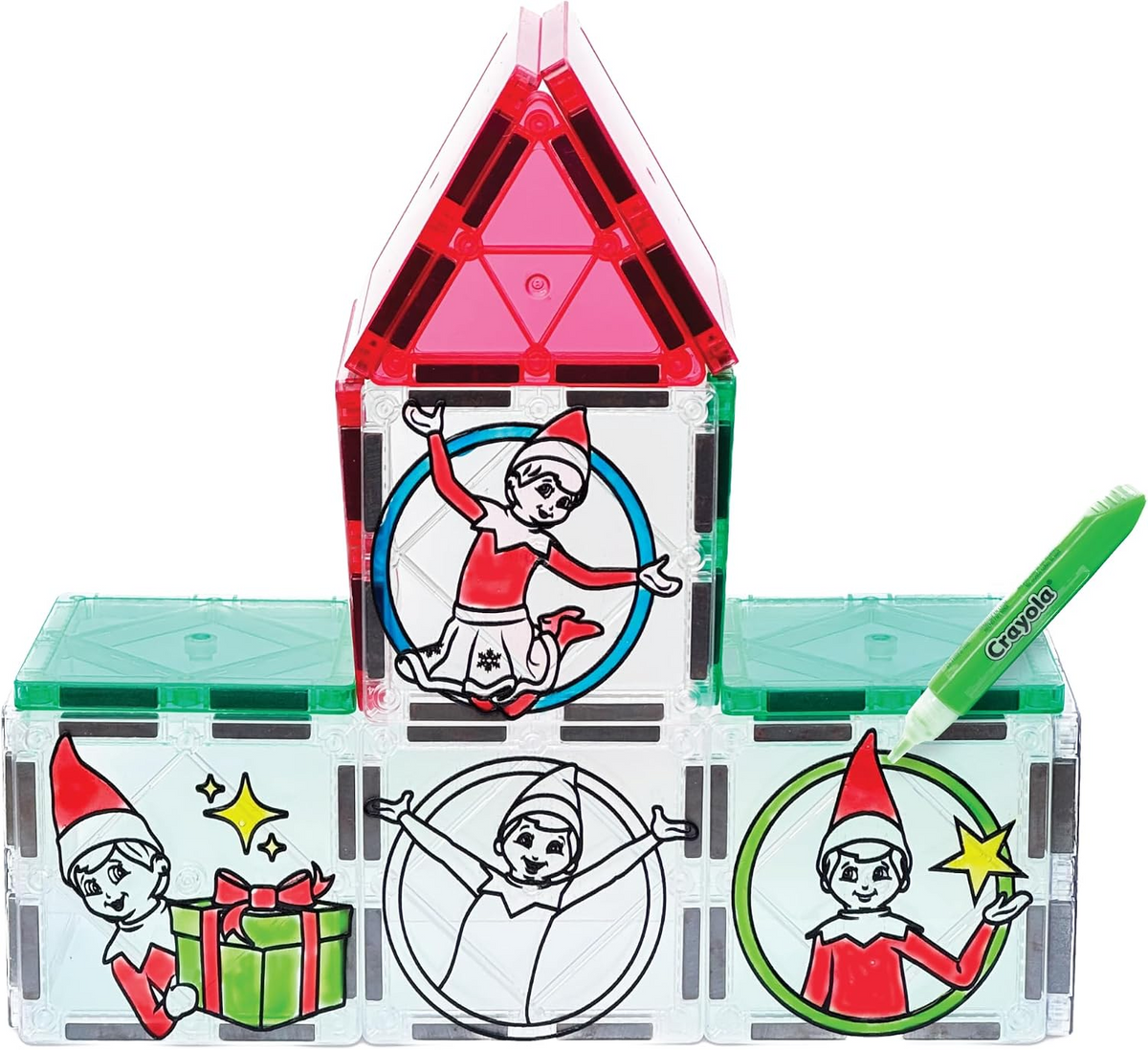 Elf on the Shelf House STEM Magnetic Tile & Crayola Art Set