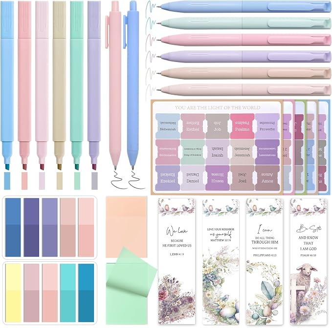 Bible Study Supplies, Bible Journaling Kit with Highlighters, Color