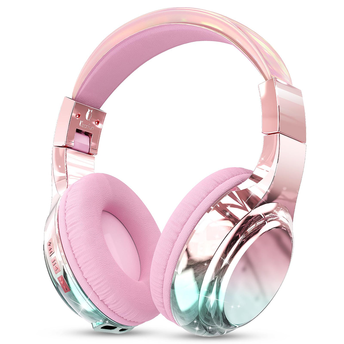 Pink Kids Bluetooth Headphones, 60H Playtime, 74/85/94dB Volume Limit