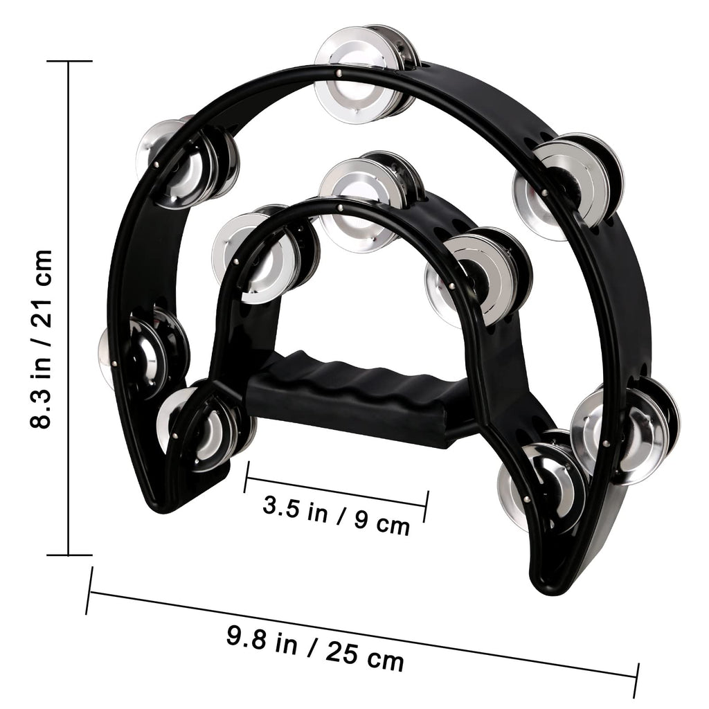 EastRock Double Row Tambourine 3 Pack Black Blue White Half Moon for adult