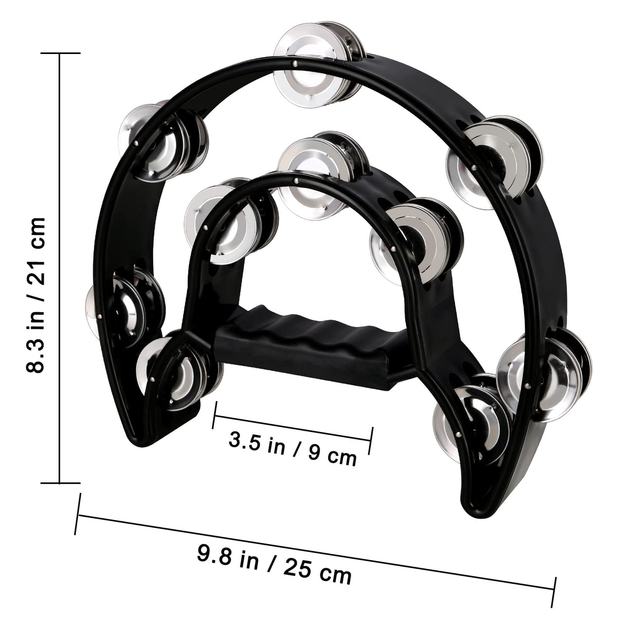 EastRock Double Row Tambourine 3 Pack Black Blue White Half Moon for adult