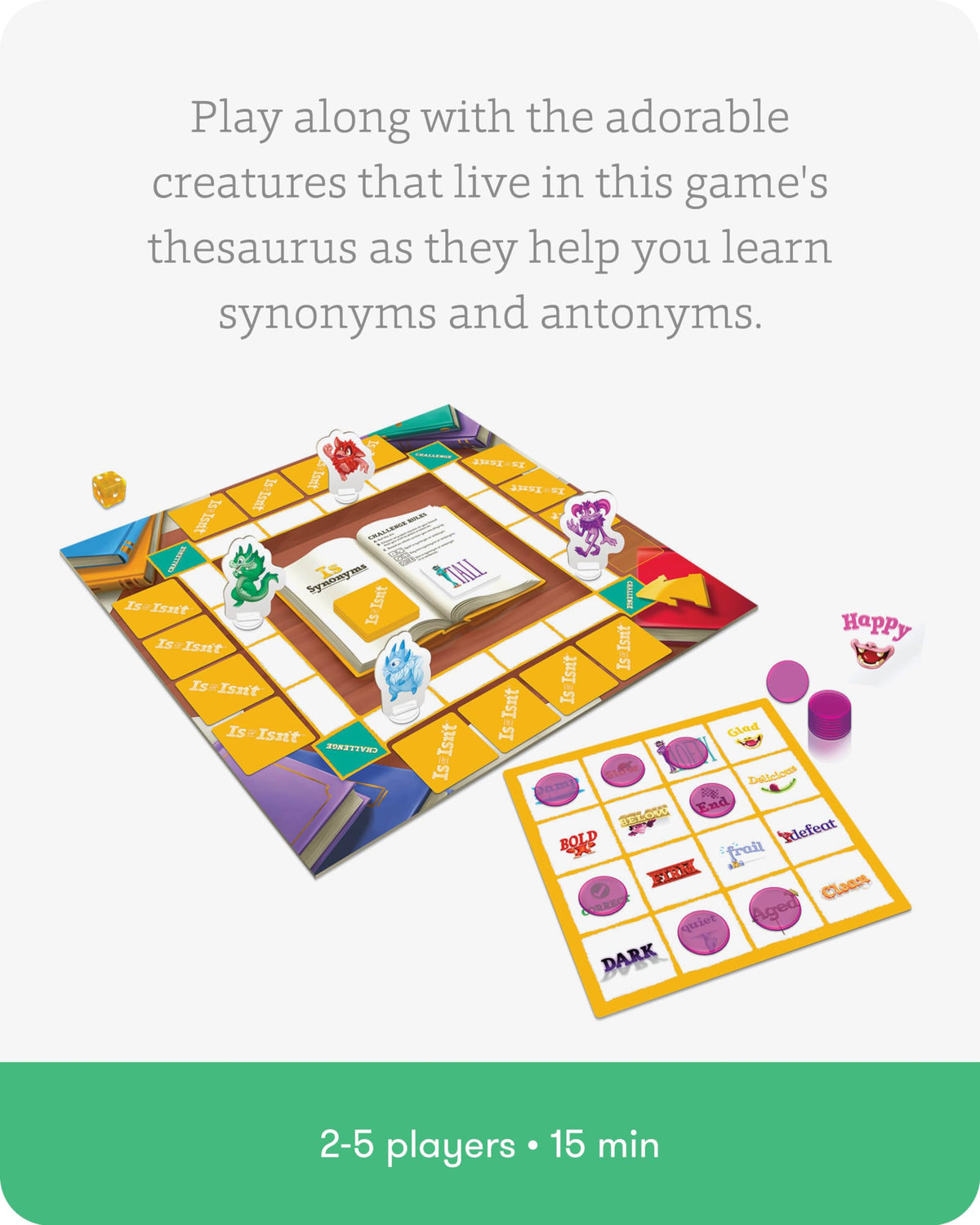 Is or Isn’t - Expand Vocabulary Skills by Identifying Synonyms and Antonyms - an Engaging and Educational Bingo Game for Kids - for 2 to 5 Players, Ages 6 & Up