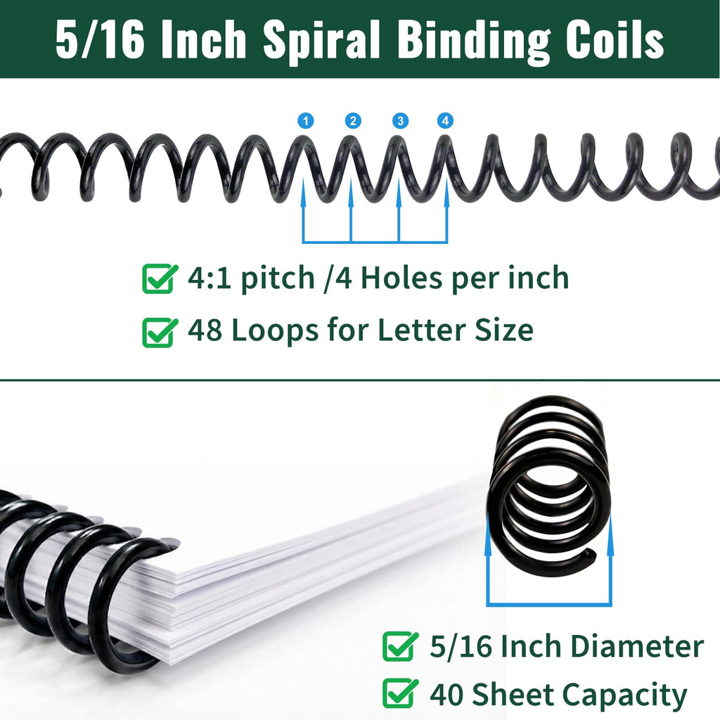 150-Piece Spiral Coil Binding Kit – Clear Covers, Black Back Covers & Binding Coils – 8.5" x 11"