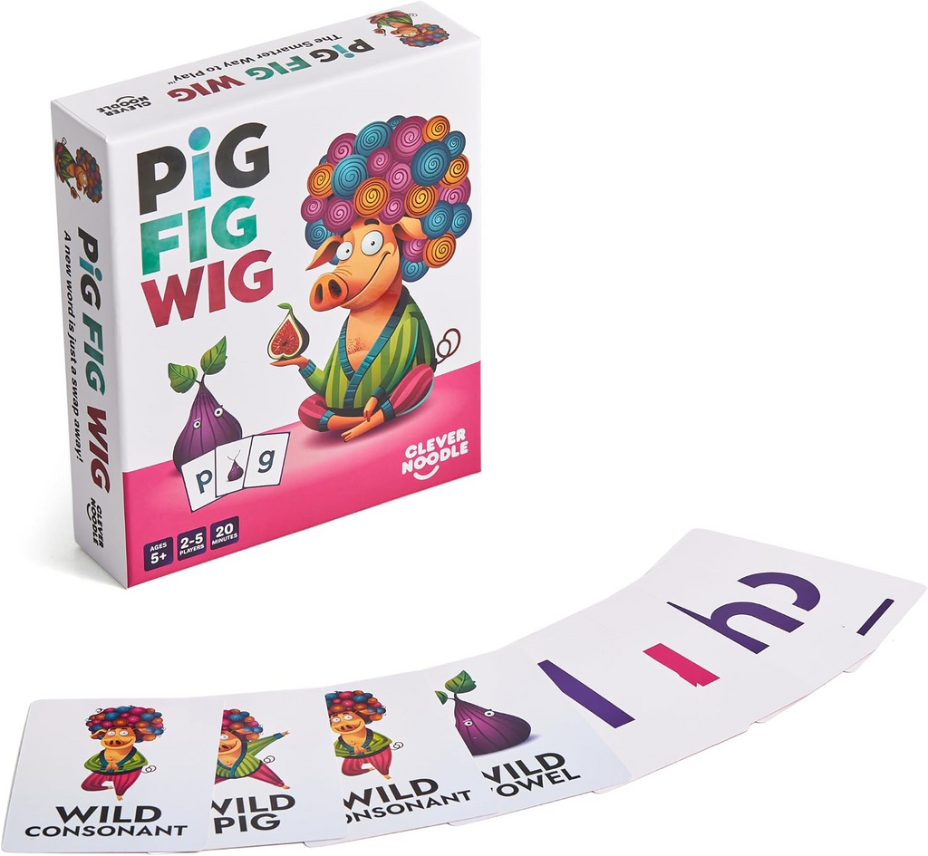 Clever Noodle Pig Fig Wig - Fun Phonics Card Game for Kids Learning to Read | CVC & Sight Words Reading Game