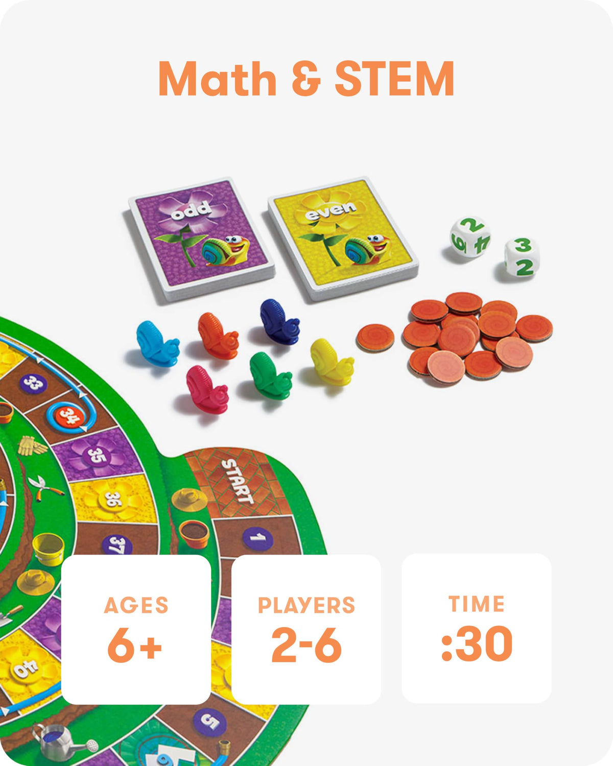 Whirly’s World - Educational Board Game for Kids - Math Game to Teach Concept of Even & Odds - 2-6 Players, Ages 6 & Up