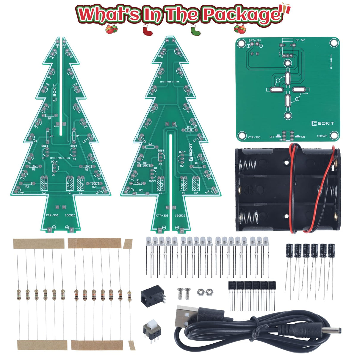 3D LED Christmas Tree Soldering Kit – DIY Electronics STEM Project with 36 RGB Lights