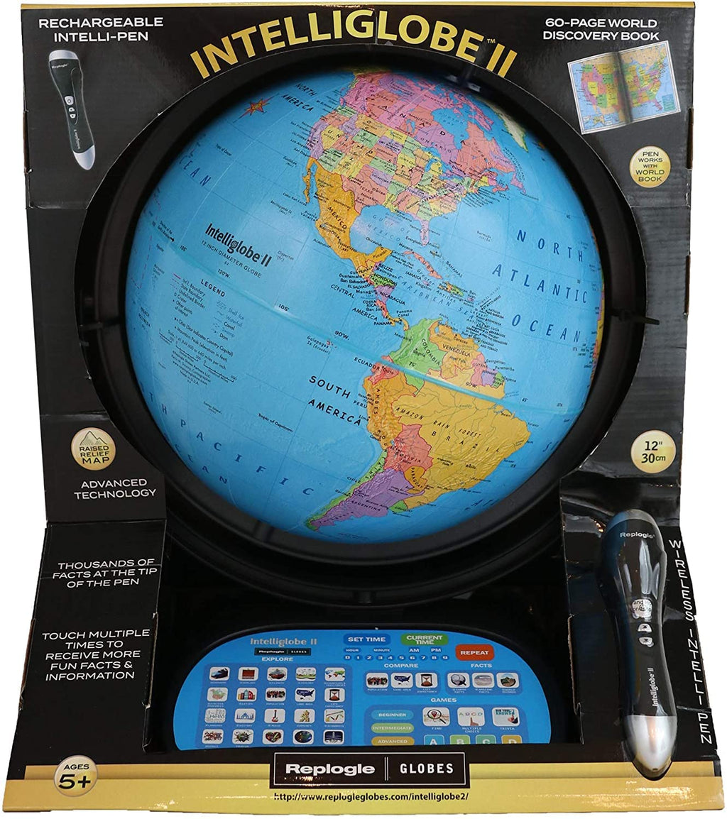 Intelliglobe II Interactive Educational Globe with Intelli-Pen  & World Discovery Book – Geography, History & STEM Learning