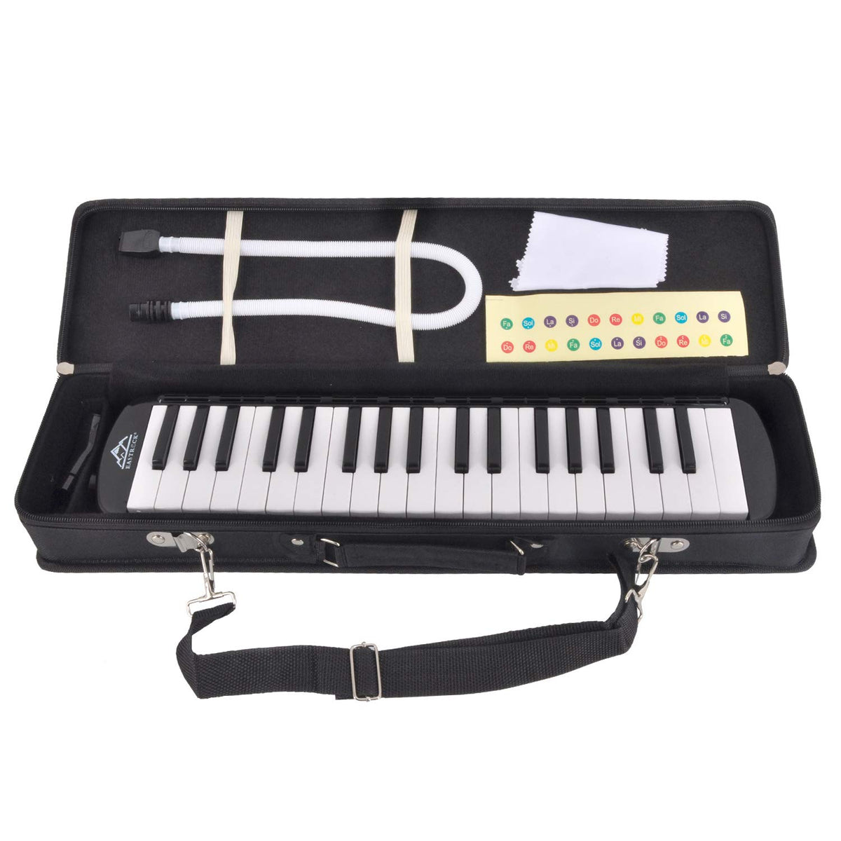 EastRock 37 Key Black Melodica Keyboard Soprano Piano Instrument with Case