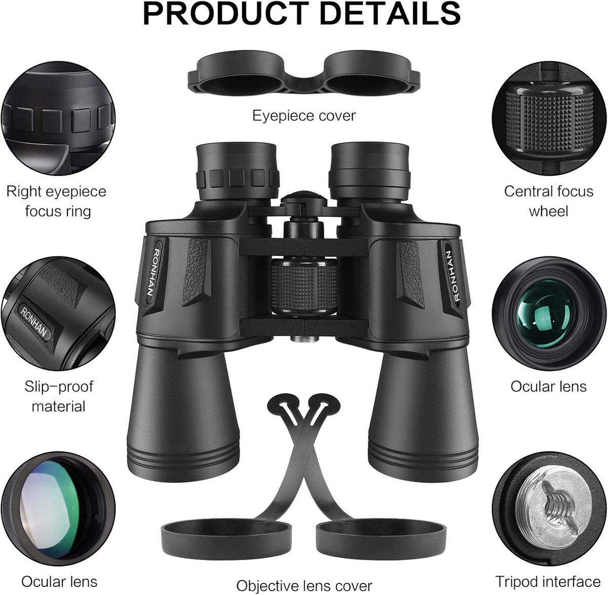 20×50 High-Powered Binoculars with Carrying Case & Strap