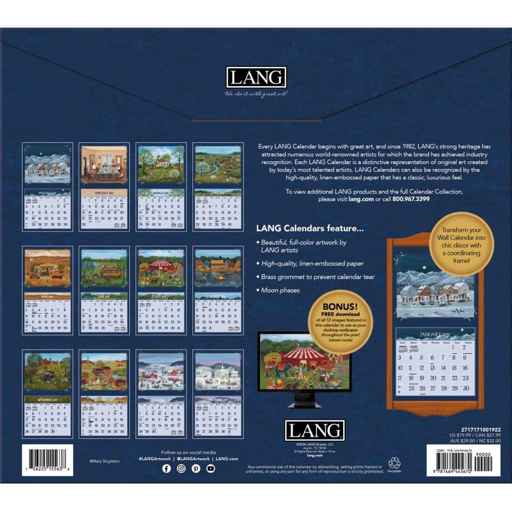 Lang Folk Art Special Edition 2027 Wall Calendar by Mary Singleton