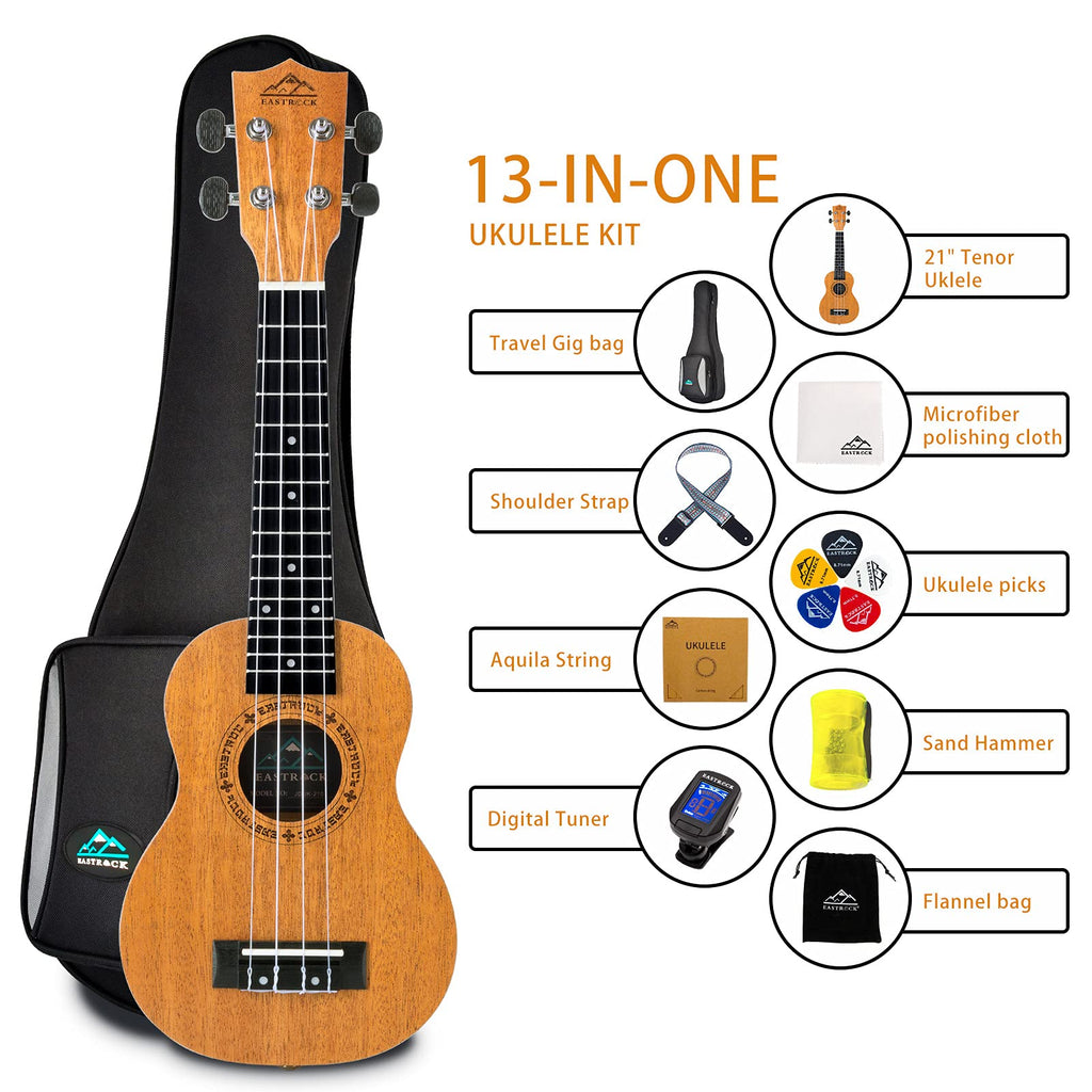 EASTROCK Soprano Ukulele 21 inch Mahogany Beginners Kit