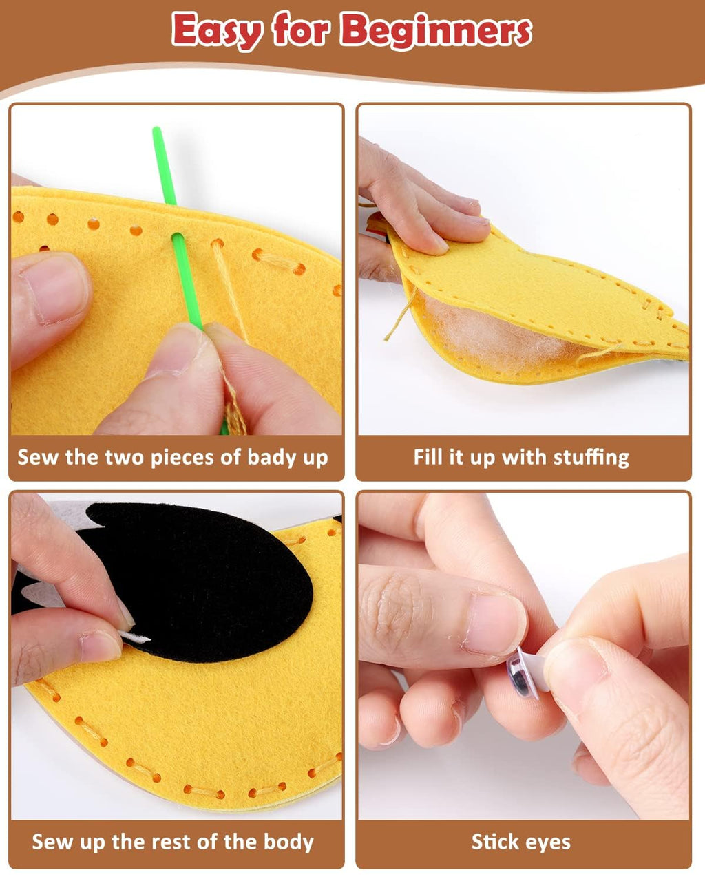 Wild Birds Sewing Kit for Kids – 12 Felt Bird &amp; Nature Crafts | Beginner Sewing &amp; Educational Activity Set